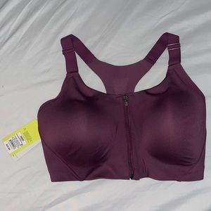 NWT front zipping purple sports bra